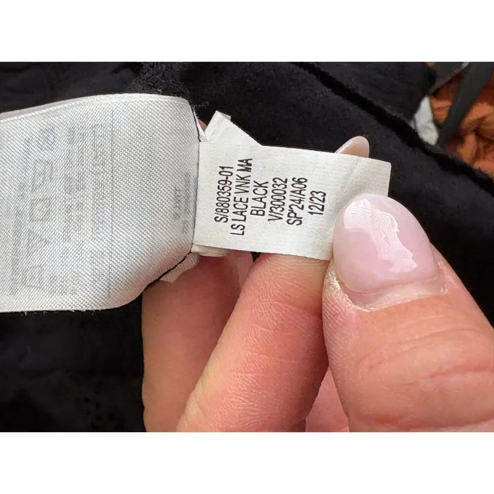 Gap Women's Black Textured Crinkle Lace Midi Dress Sz. S Tall - Picture 9 of 12